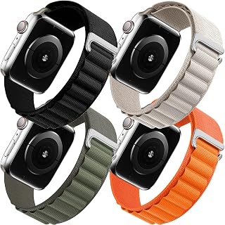4 Pack Bands - Alpine Loop+Trail Loop+Ocean Band Compatible with Apple Watch Band 49mm 45mm 44mm 42mm for Men Women, Adjustable Sport Strap for iWatch Ultra Series 8/7/6/5/4/3/2/1/SE