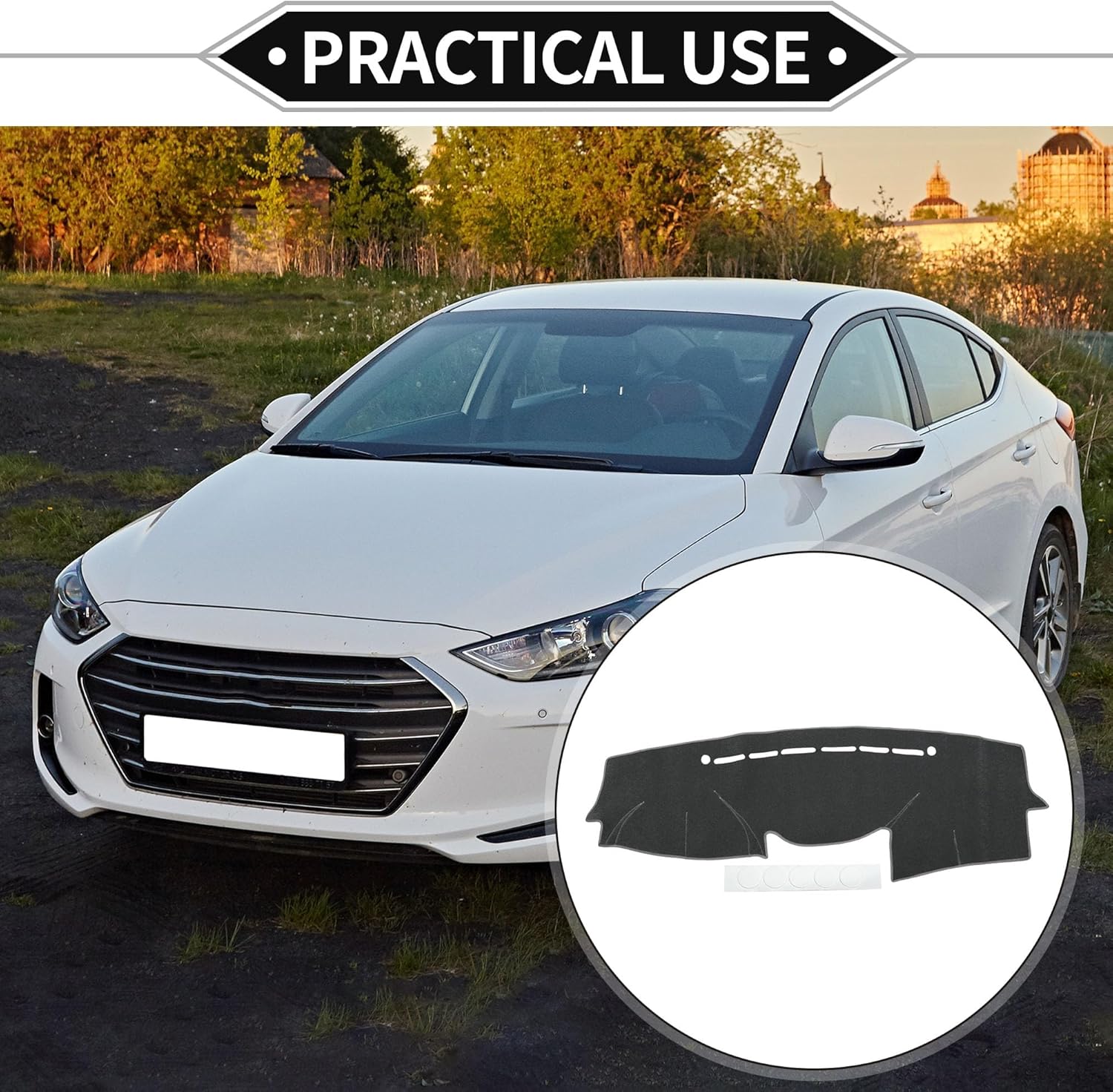 Dash Cover Compatible for Hyundai Veracruz 2007-2012, Non-Slip Polyester Silicone Gray Front Dashboard Cover Pad Carpet