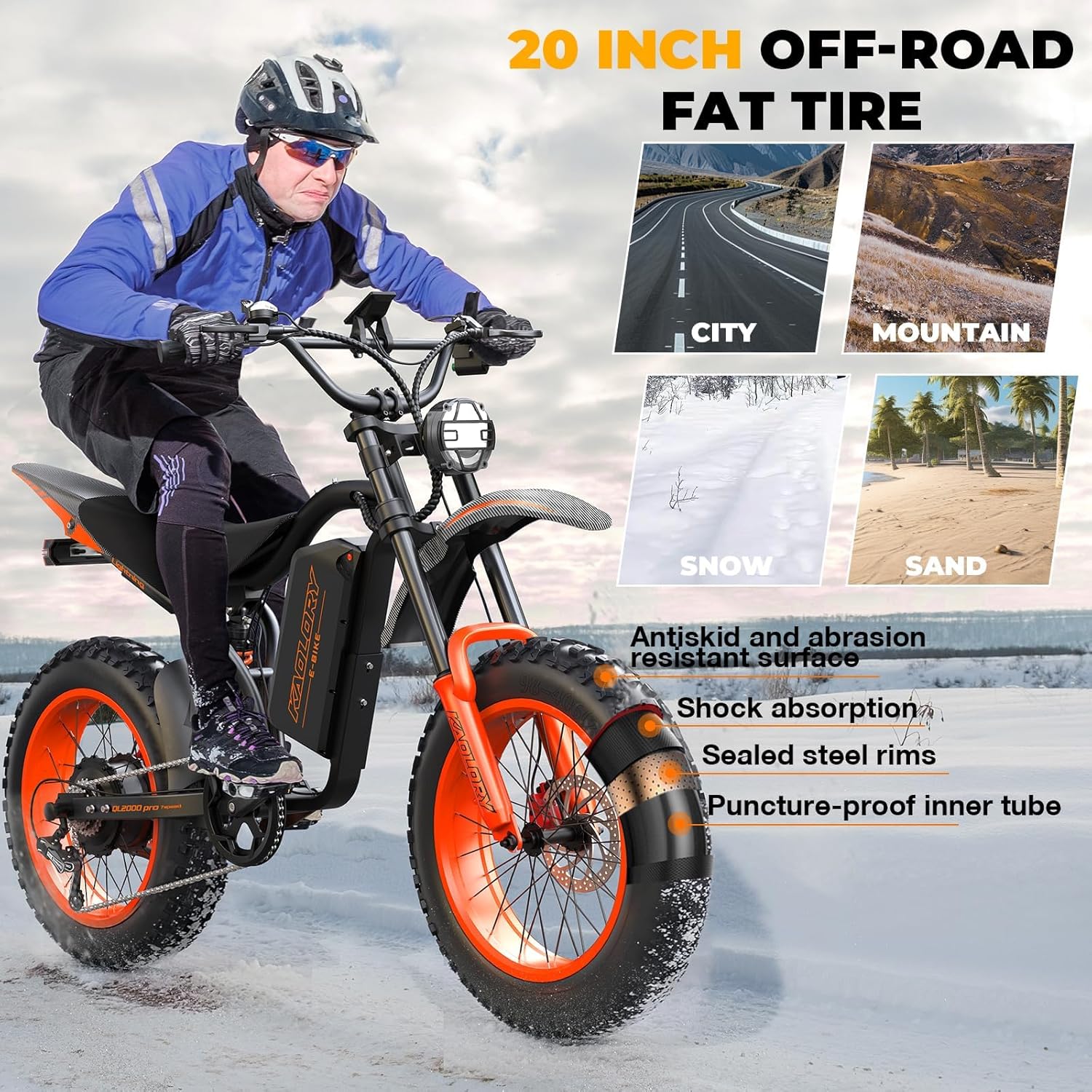 Electric Bike for Adults - 5000W Motor, 60V 36Ah Battery, 45 MPH, 110-Mile Range Ebike, 45° Climbing, Fat Tire All-Terrain E-Bike with Dual Hydraulic Disc Brakes