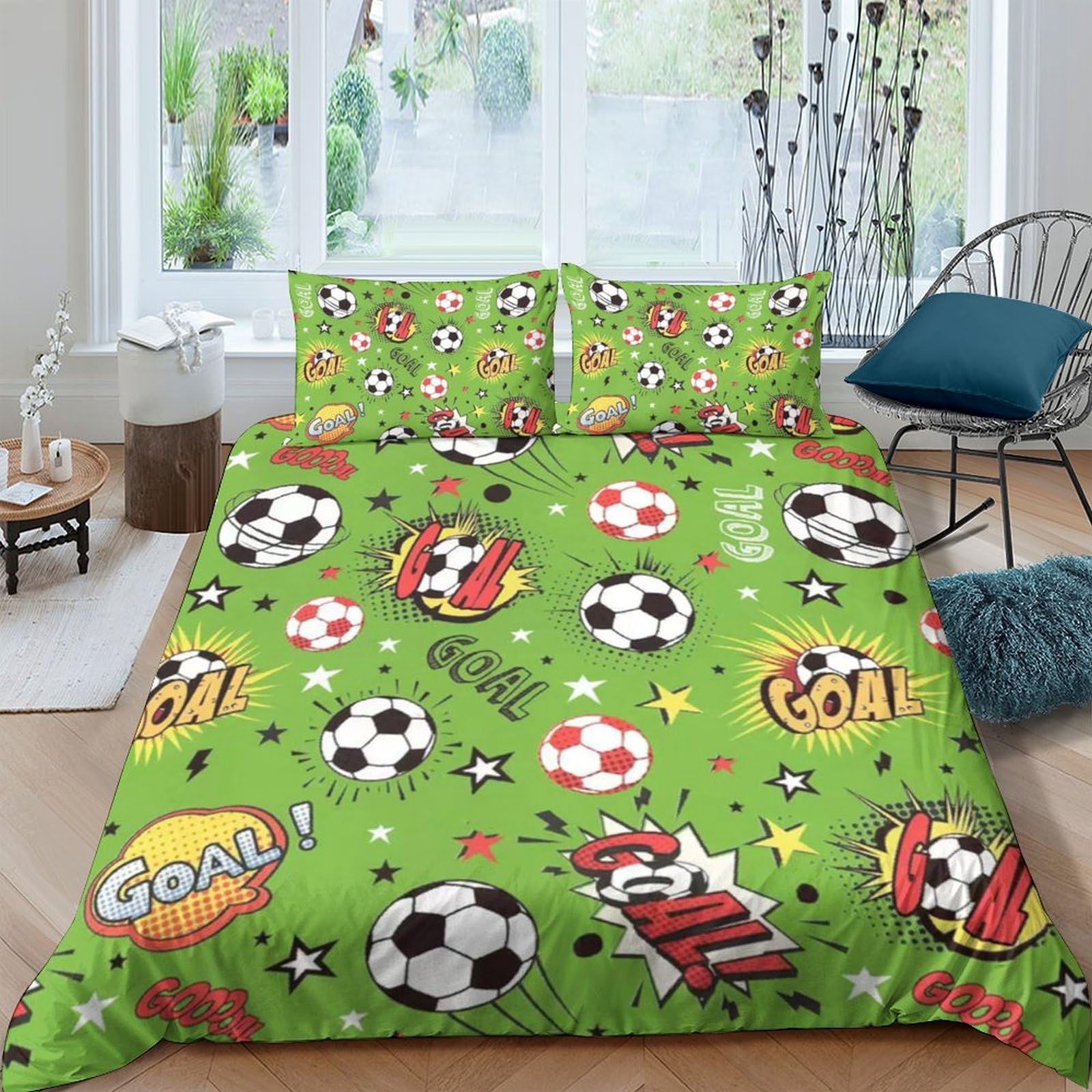 Ctjqhvkz Style-6 3D Printed Soccer Ball Fitted Sheet Microfiber Soft Cartoon Comic Bed Cover For Bedroom Dorm Mattress Protection Decor Single（135X200cm）