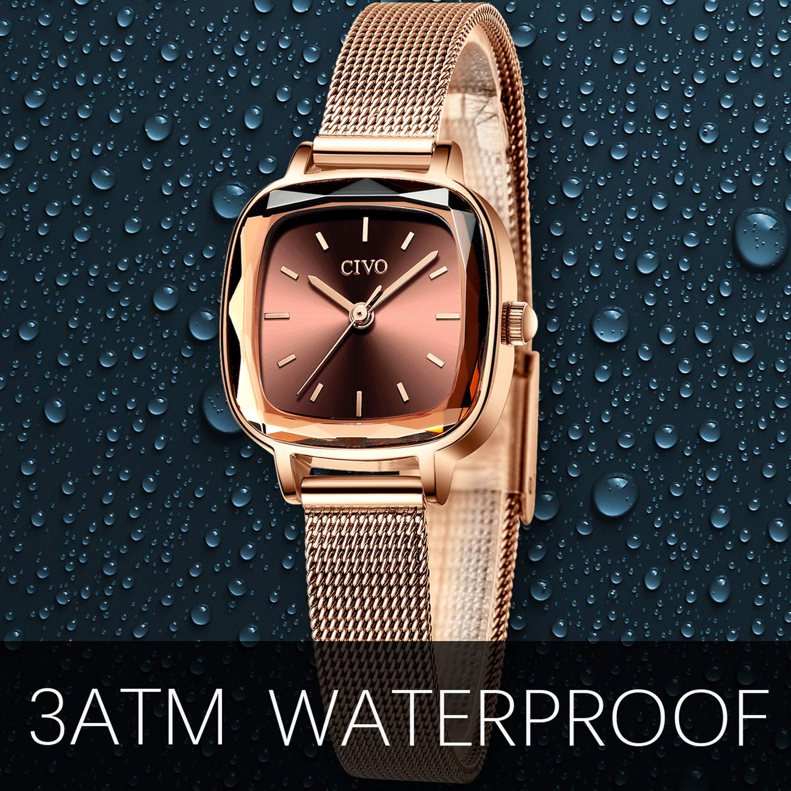 CIVO Montre Femme Rectangle Etanche Analogique Quartz Bracelet Mode Entreprise Élégant Classique
