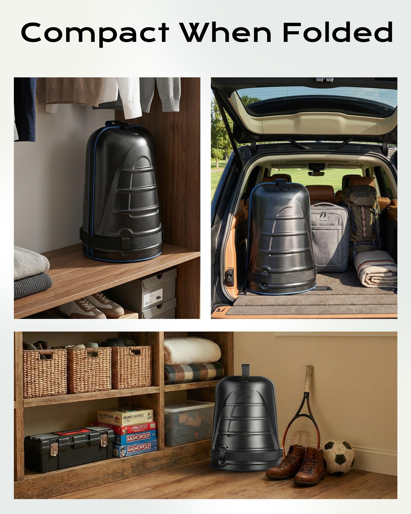 Golf-Reisetasche für Fluggesellschaften, ABS-Hartschalen-Oberteil, 1680D Oxford-Tuch, 4 Seitentaschen, zwei 10,2 cm Räder, abschließbare Reißverschlüsse, faltbarer Club-Reisekoffer