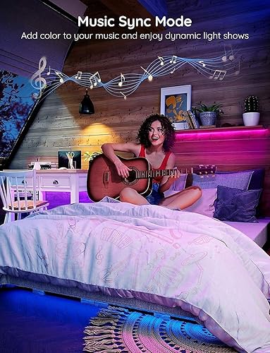 Vista 4 de Tira de luces LED WiFi inteligente funciona con Alexa, Google Home; 16.4 pies, 32.8 pies; 5050 LED, 16 millones de colores, aplicación de teléfono