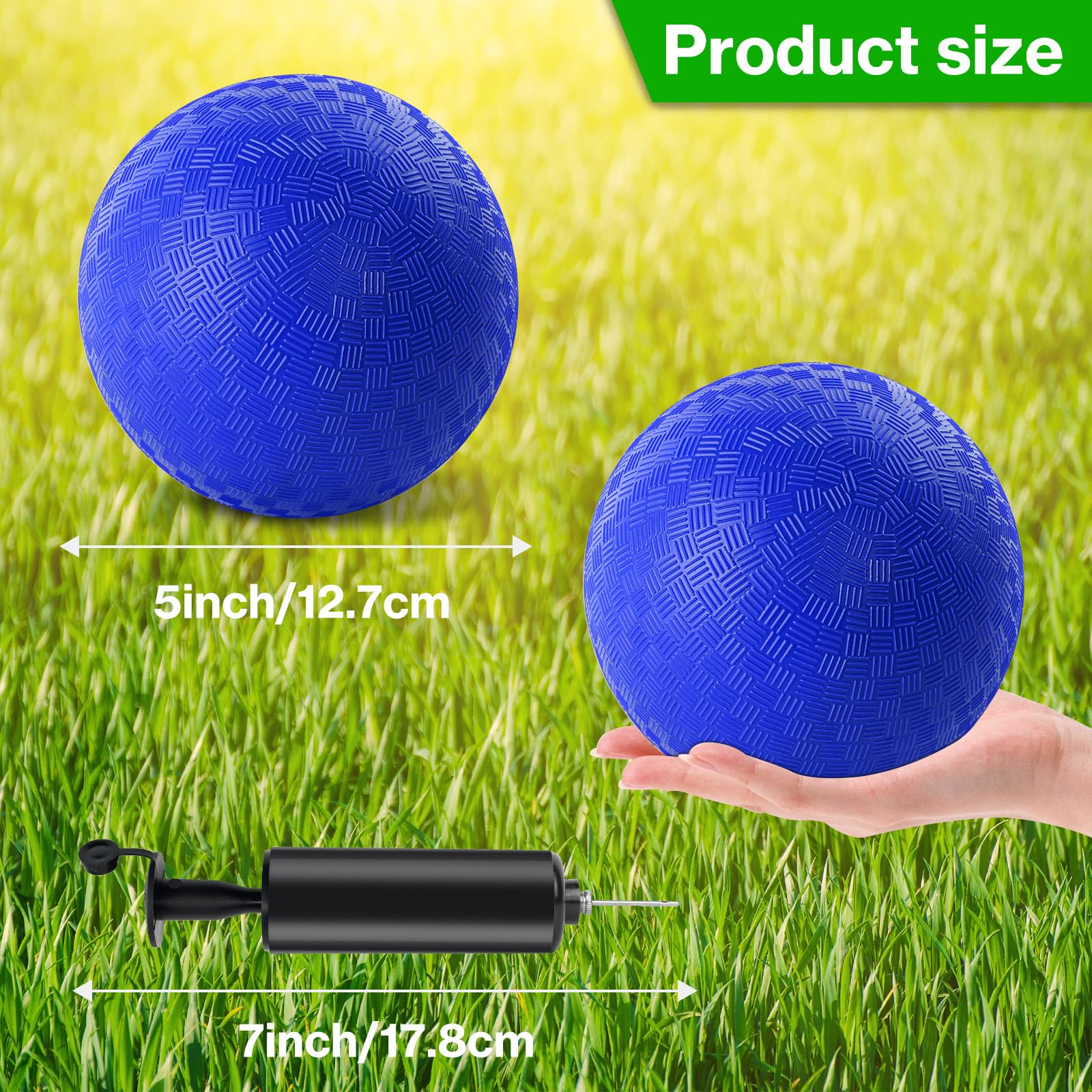 HSLCGF 24 Pcs Dodgeballs 5 Inch Playground Ball Kickball Inflatable Rubber Handball Bouncy Dodge Ball with 1 Hand Pump for Outdoors Ball Games Gym Camps Picnic (Multicolor)