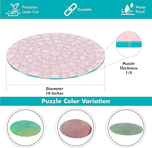Miniatura 3 de Hanmadh Rompecabezas redondo transparente imposible  Acrílico iridiscente único que cambia de color 100 piezas para adultos regalo sin imagen pieza