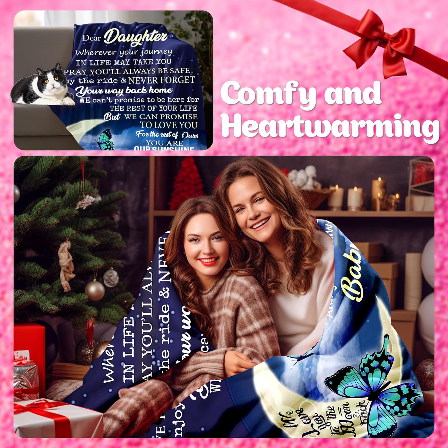 UFOORO Throw Blanket Daughter Gifts from Mom and Dad, Gifts from Mom and Dad, Birthday for Daughter Adult, to My Daughters Blanket from Parents 60"x80"