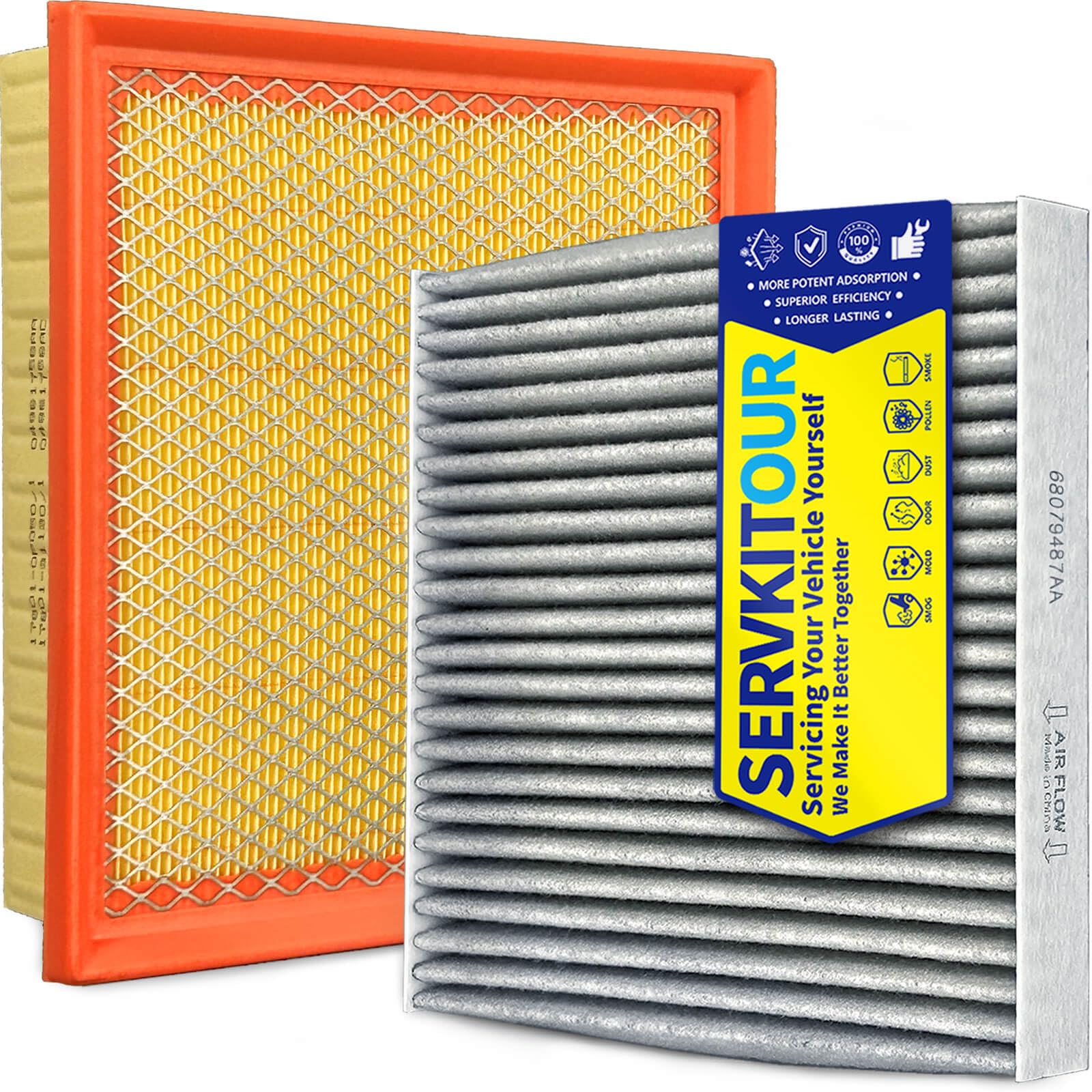 SERVKITOUR Cabin & Engine Air Filter Set