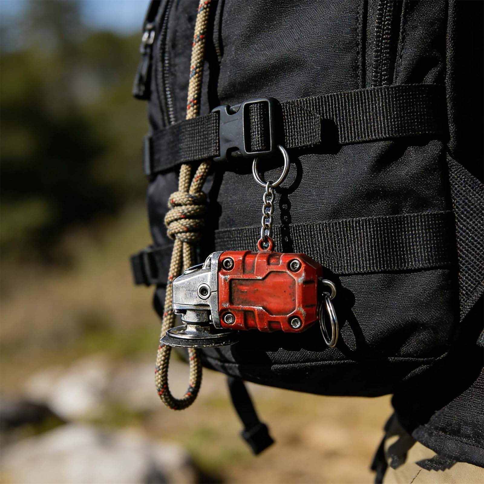 Mini brelok do kluczy, 2 w 1, mini szlifierka, narzędzie do wygładzania w podróży, narzędzie do polerowania, kolekcjonerskie akcesoria do kluczy, prezent dla entuzjastów sprzętu i fanów aktywności na