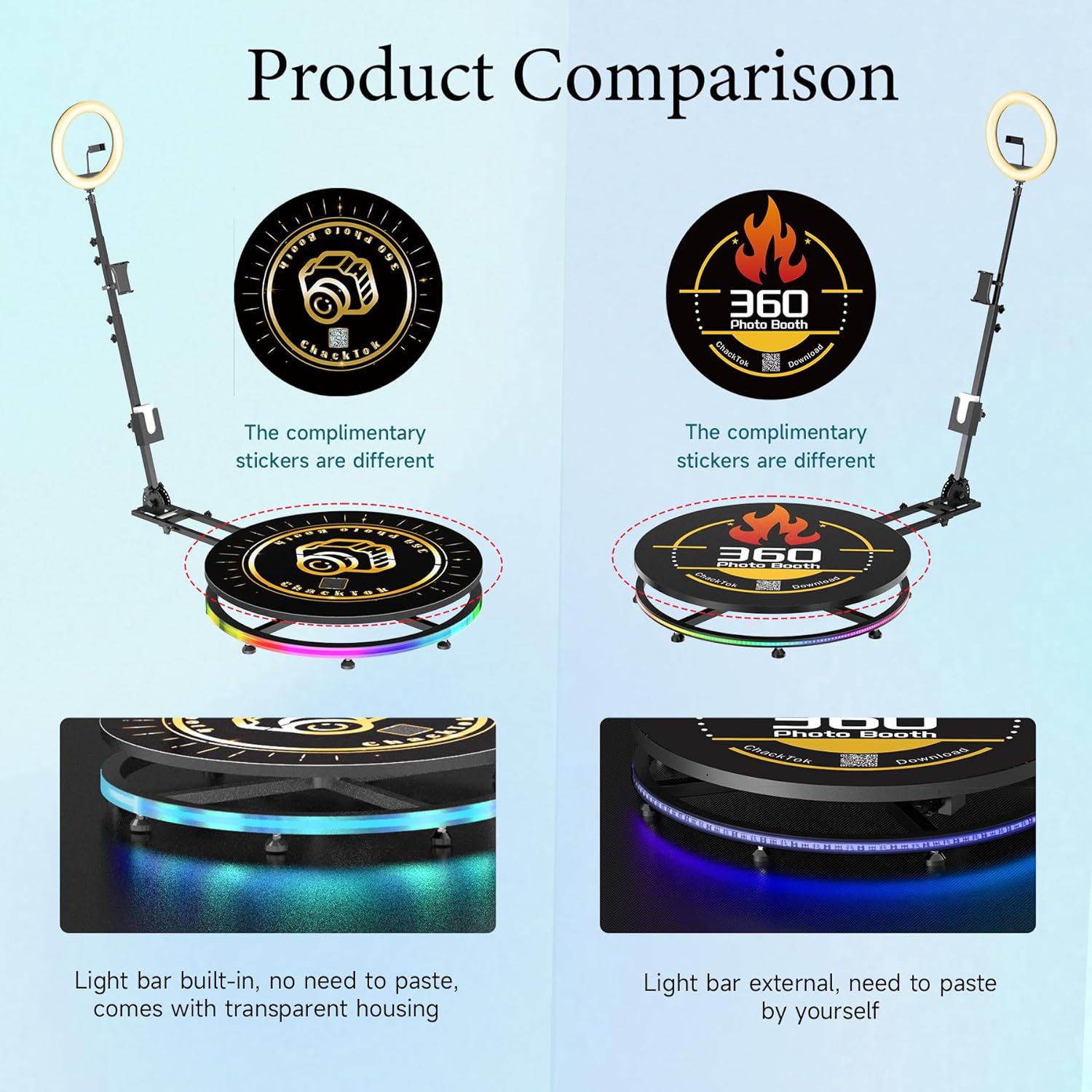 MWE 360 Photo Booth Machine for Parties with Flight Case,Software APP Remote Automatic 360 Spin Camera Video Booth (Light Box, 40in)