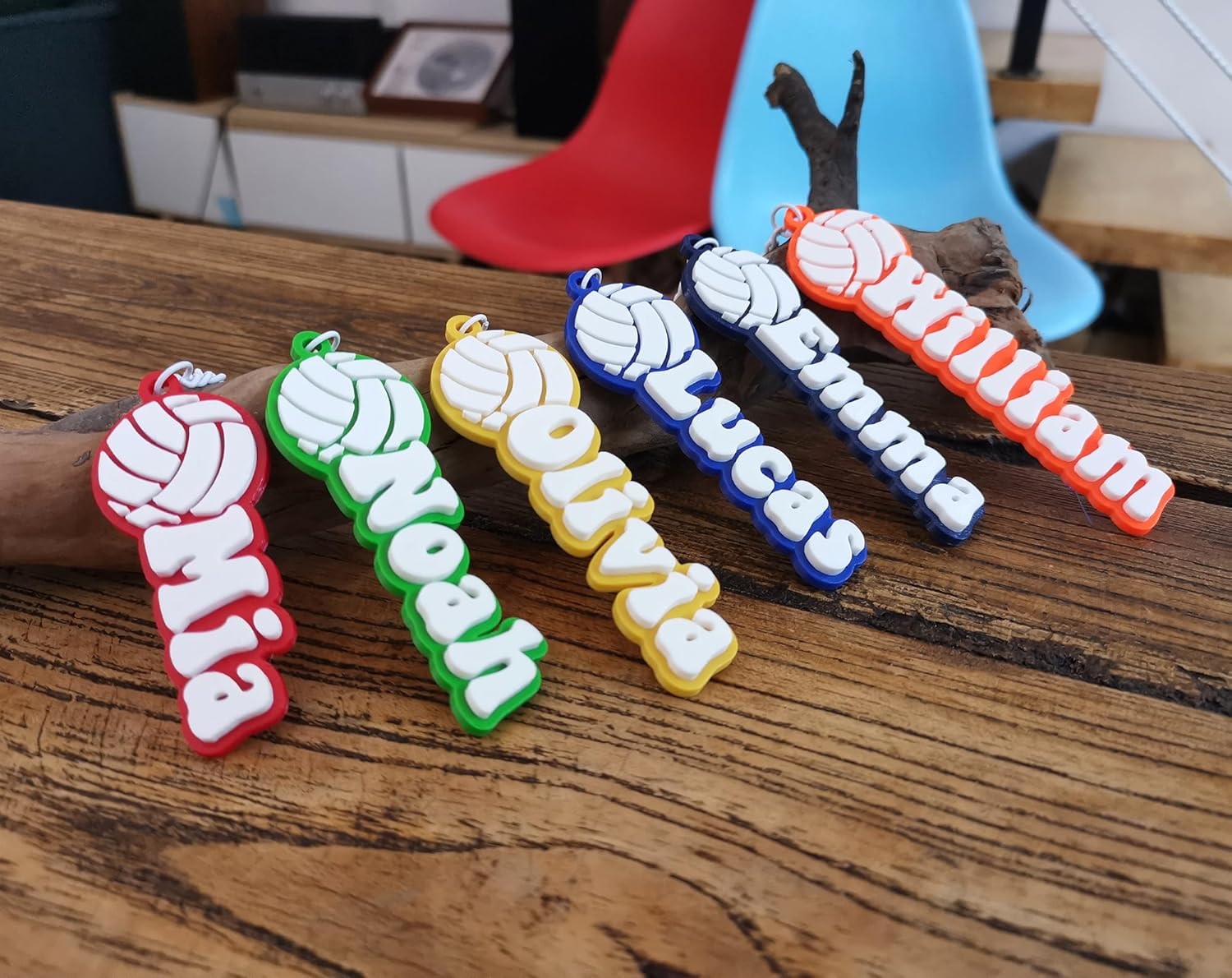 Set of 10/20/30 Groovy Volleyball Sports Personalized 3D Printed Name Keychains Keyring Backpack Luggage Tag Game Day Team Party Favor Gifts DIY