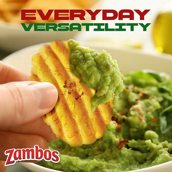 Zambos Plantain Chips Classic Mix, Thick-Cut, Large Plantain Chips Variety Pack, Chile Limon, Salsa Verde, Original, 1 oz (Pack of 18)
