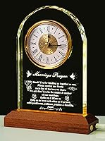 Vista 1 de Regalos de boda para parejas de recién casados: elegante reloj de escritorio de cristal con base de luz de madera, regalo de matrimonio para novia