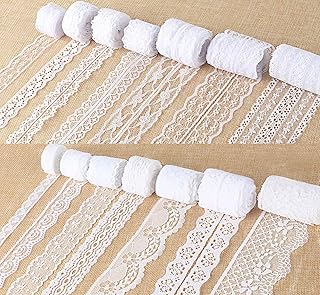 Agoer 14 Rolls 46 Yards White Lace Ribbon 0.6 to 2.1 inch Vi