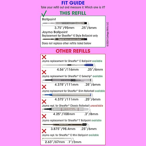 Miniatura 4 de Jaymo Repuesto para Sheaffer K 99335 - Medidas 3.75 in  95 mm de largo - Recambio de bolígrafo - 24 negro