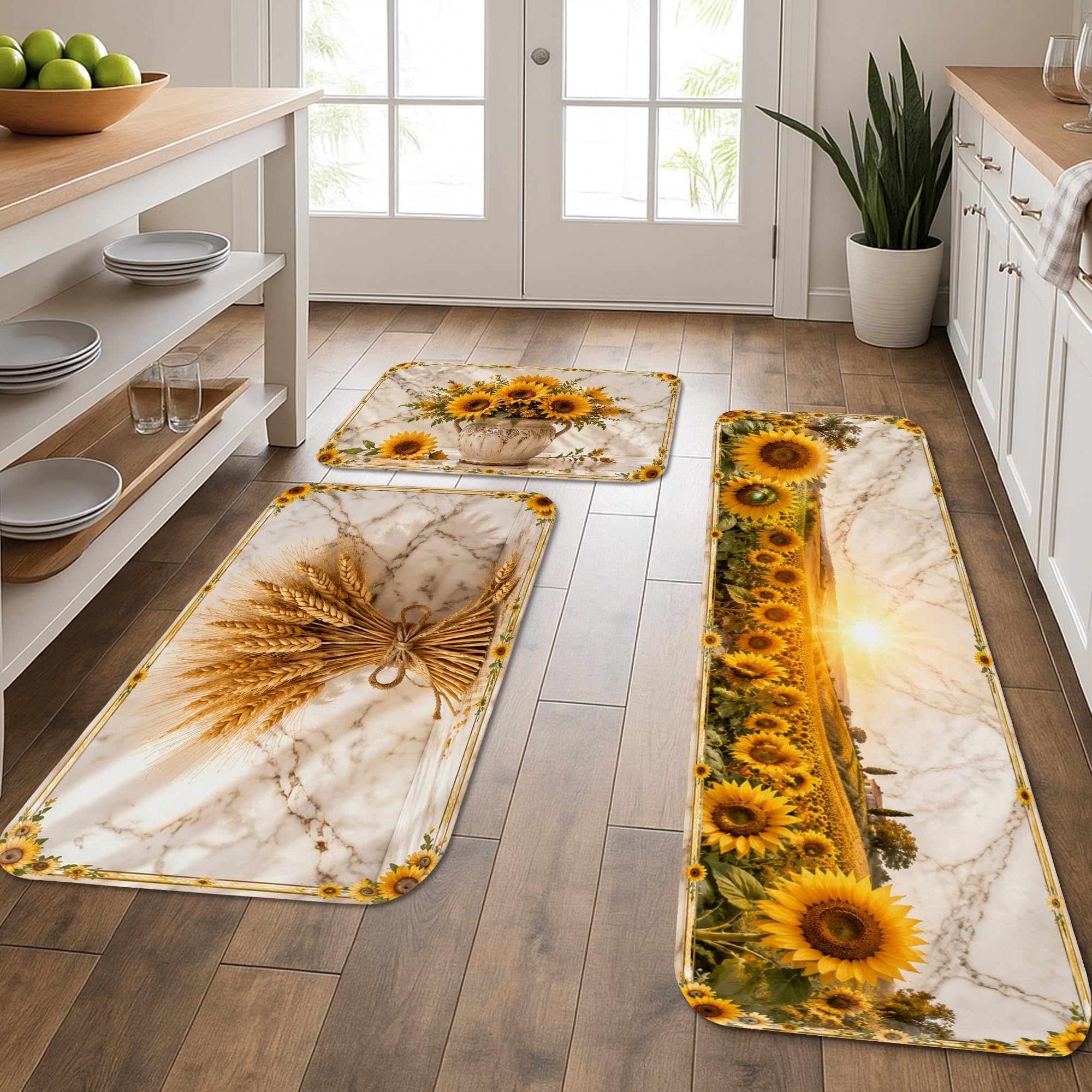 Tapis de cuisine marbre tournesol tapis doux lavable salle de bain