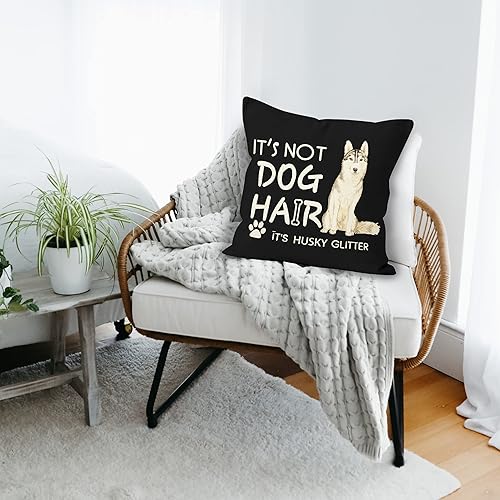 Miniatura 2 de Liosei Divertida cita de perro, no es pelo de perro, es husky, con brillantina, de algodón, lino, para decoración de hogar, habitación, cama, sofá