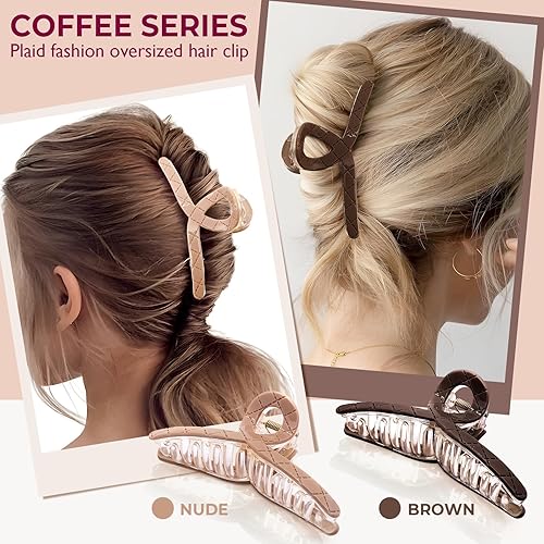 Miniatura 2 de Pinzas grandes para el cabello, pinzas de pelo de 4.3 pulgadas para mujeres y niñas, clip de garra para cabello grueso y cabello fino, clips de