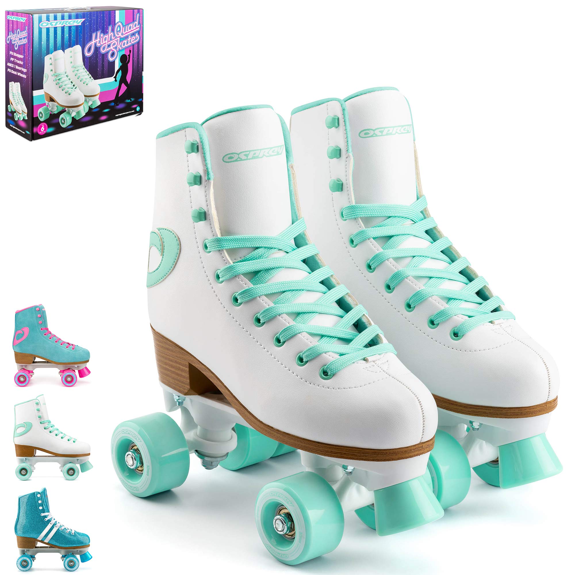 Buy Osprey Retro Quad Roller Skates for Adults Women's Lace Up High