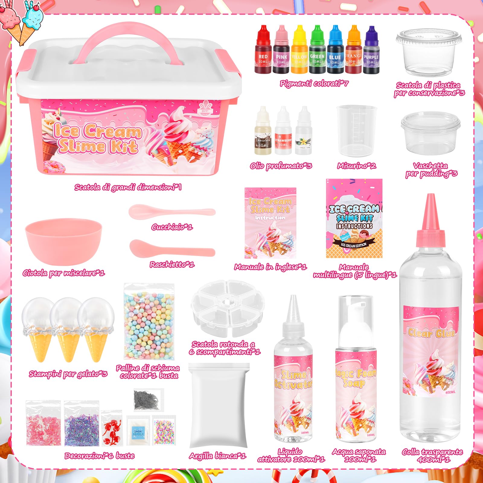 Herefun KitSlime Fai Da Te per Bambini, Fabbrica Slime Bambina, Kit Fluffy