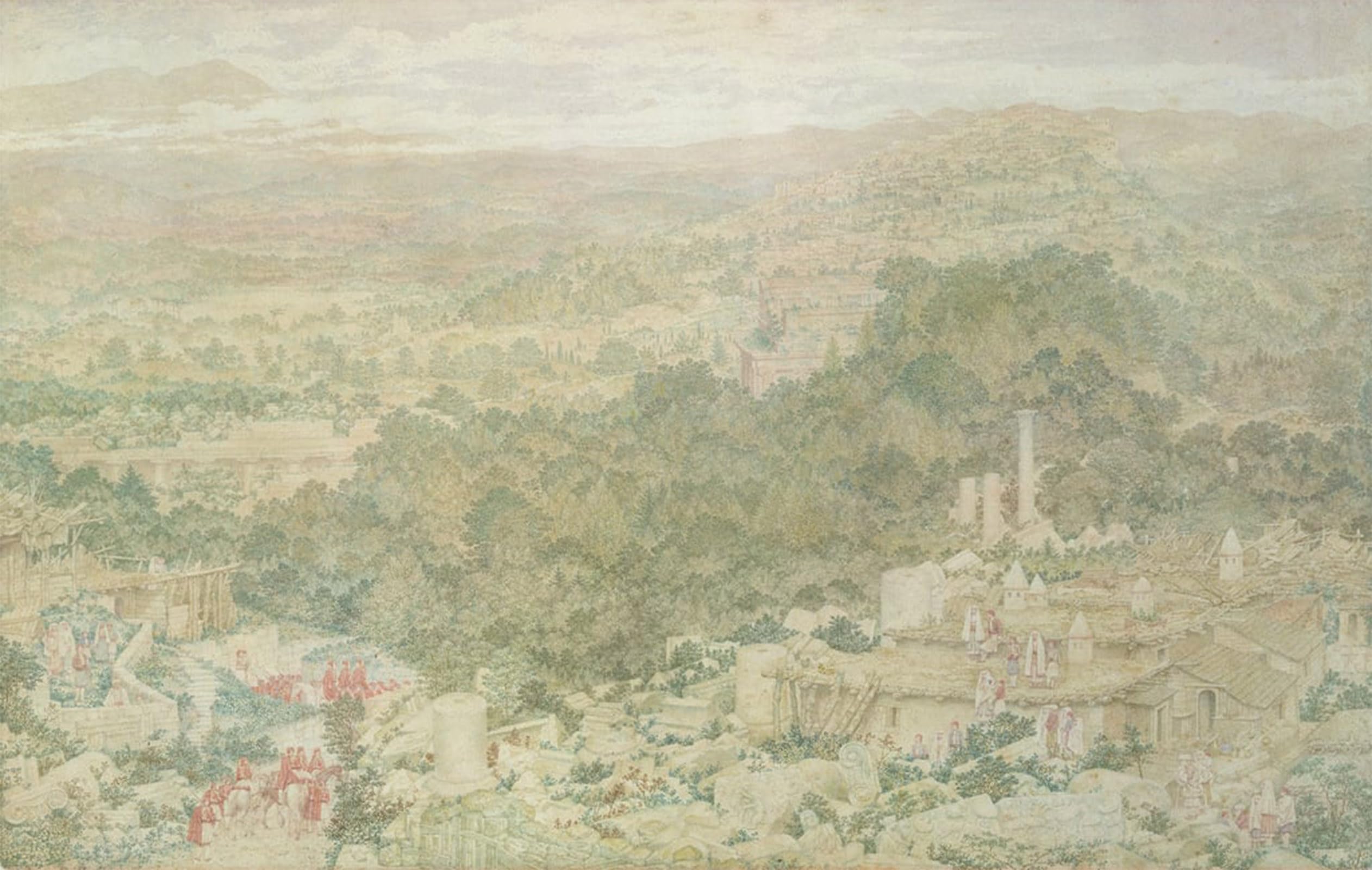 POSTERIIk Vintage Art Print Images Pictures Print a View of the Ancient City of Tlos in Lycia by Richard Dadd Modern Colour Posters for Office Home Decor 60x90cm