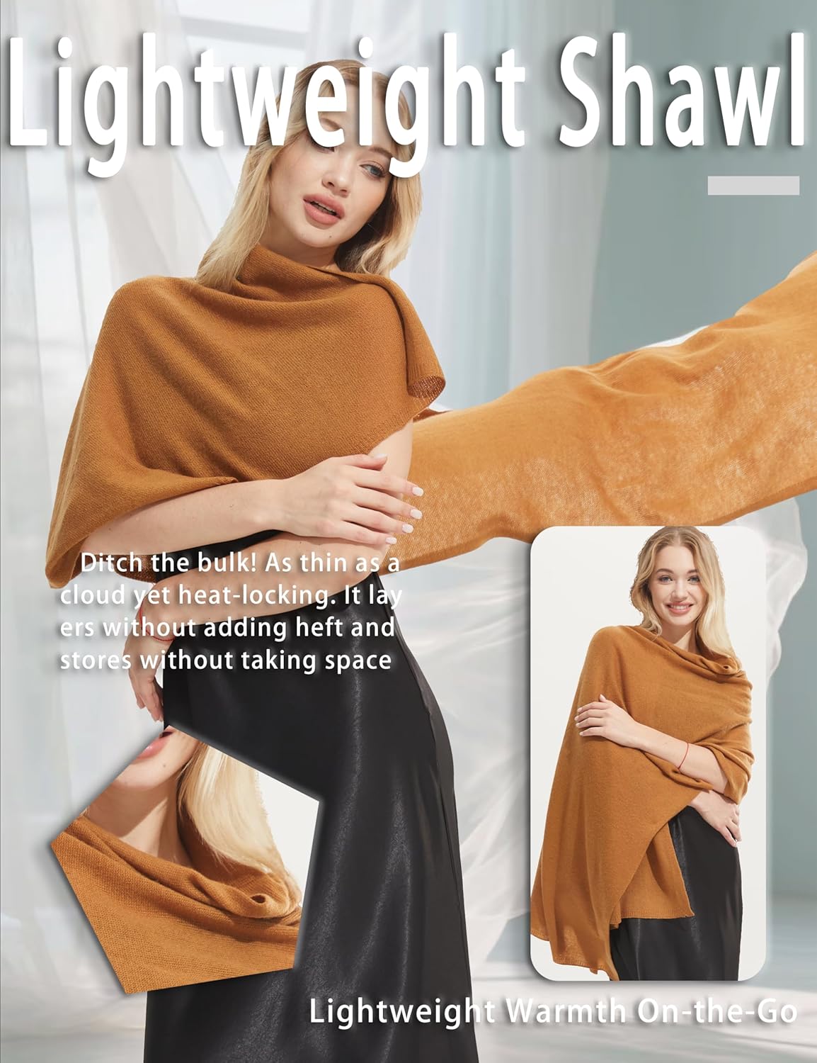 Luxury Cashmere Shawl and Wrap for Women, All-Season Pashmina Scarf Travel Blanket Large Cashmere Wool Blend Shawl