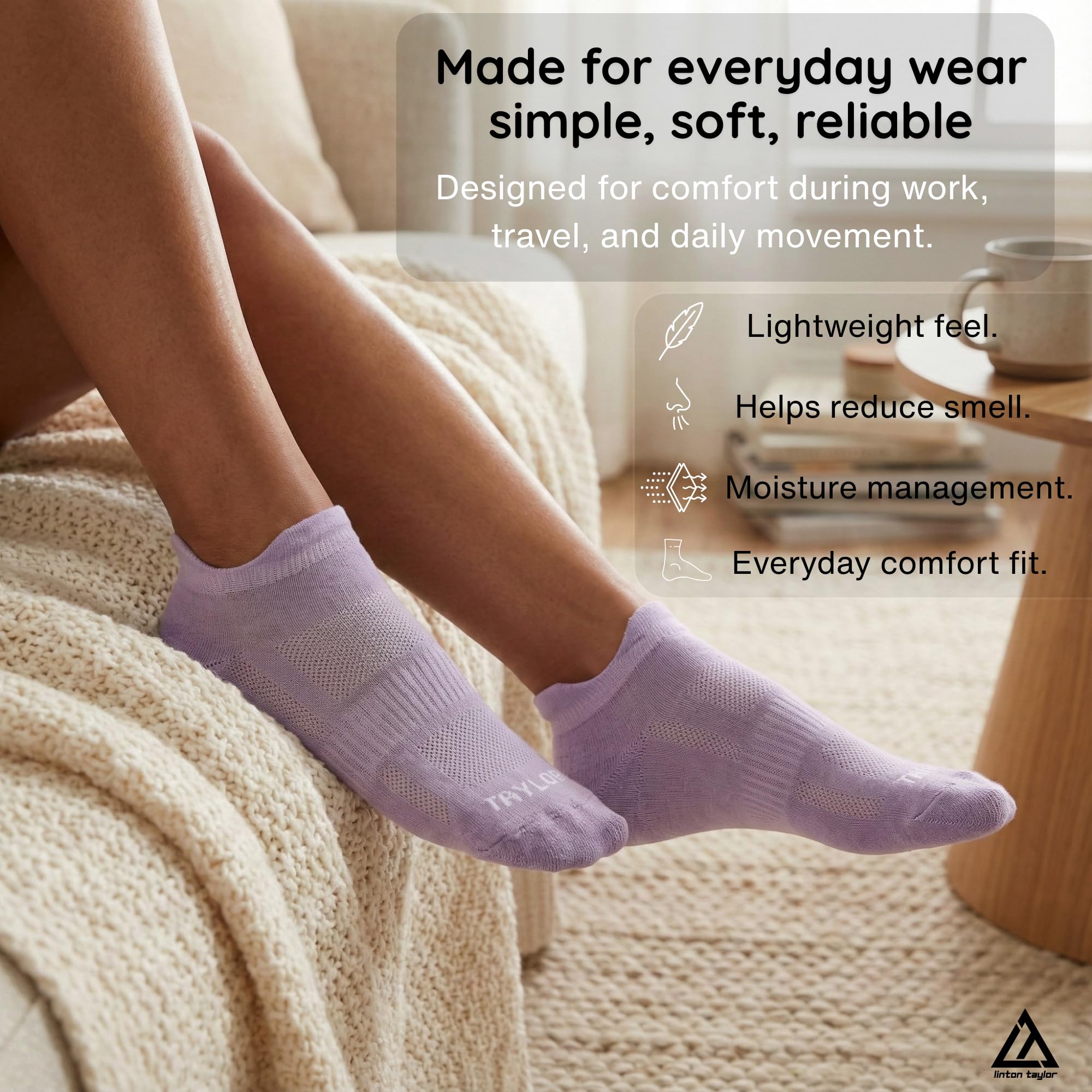 LINTON TAYLOR Men Bamboo Ankle Socks 3 Pairs |Ultra-Soft Breathable Summer Socks |Moisture-Wicking |Odor-Free, Lightweight Everyday Wear Socks | Size (UK 6-11) (Lilac, Sky Blue, Pista) 3