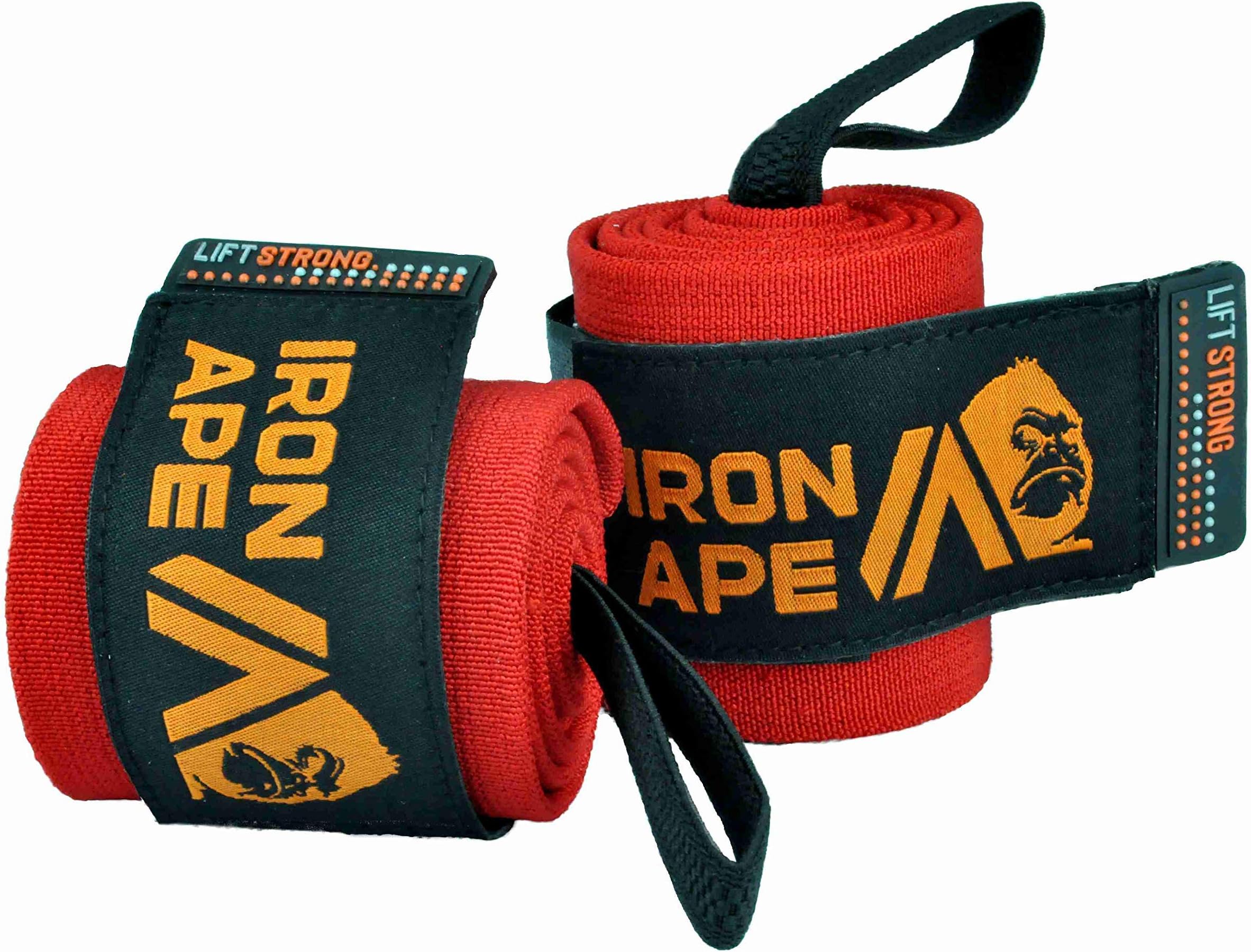 IRON APE Professional Grade Wrist Wraps, 18", 24" & 34" Versatile Twin Thumb Loop Design for Powerlifting, Weight Lifting, and Bodybuilding. Weightlifting Wrist Support for Men and Women.