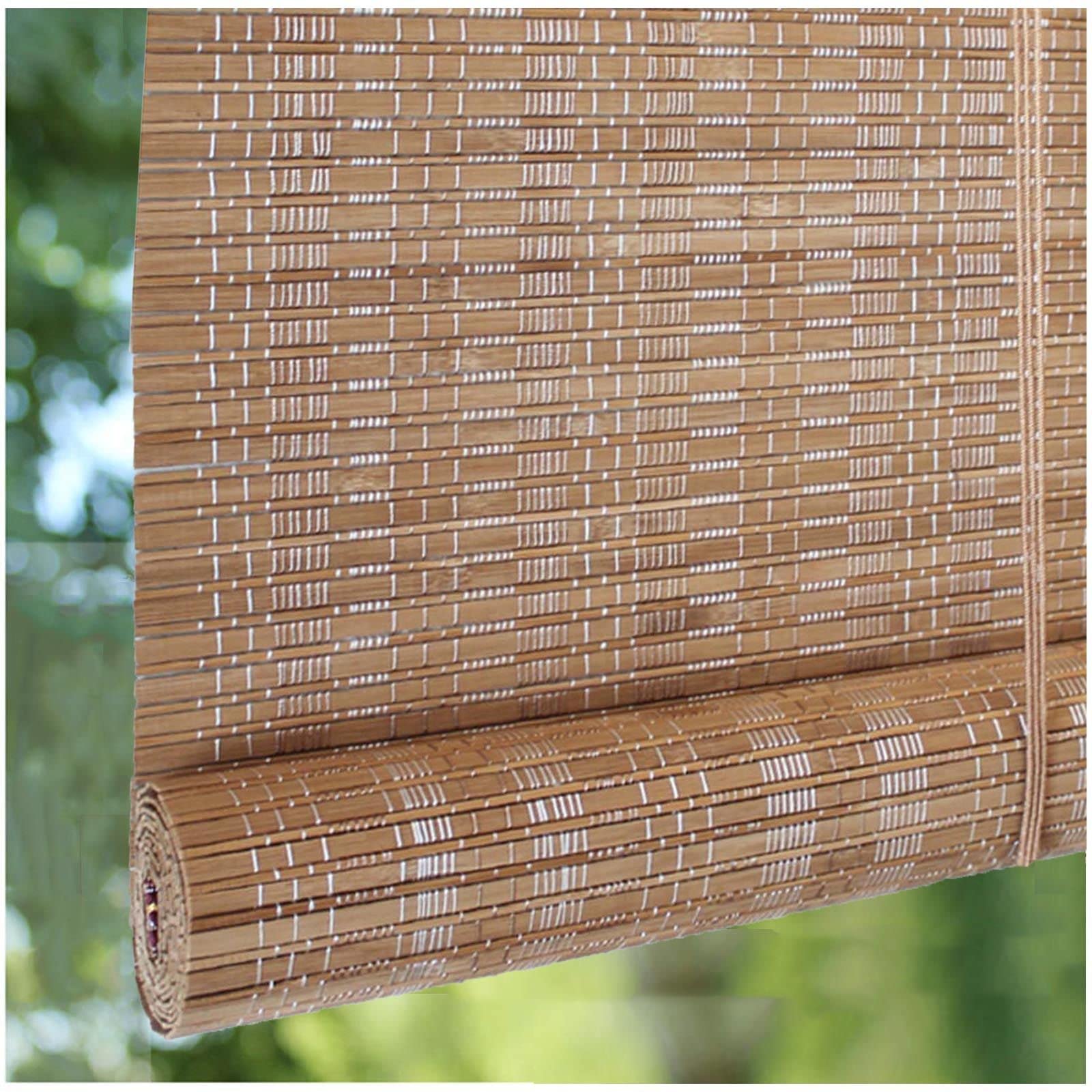 Sonakia Wxh Bamboo Roller Shades Without Drilling, Bamboo Blinds, Natural Wood Venetian Blinds, Sunscreen Bamboo Roll Up Blinds, Window Blinds 50-150Cm/20-59In Wide,-150X150cm/59 * 59In