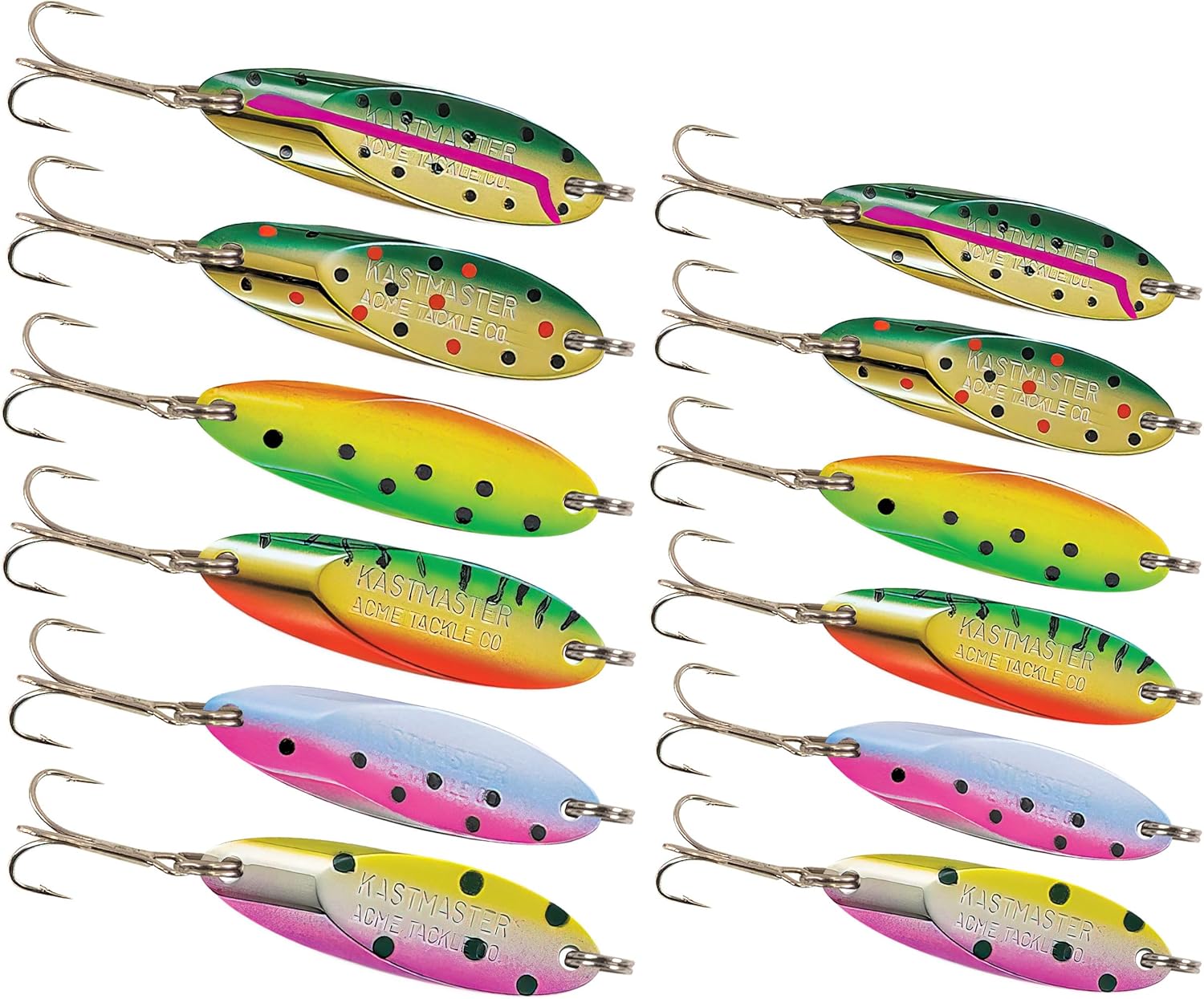 Acme Kastmaster Painted Patterns 12 Pack Fishing Lure Kit