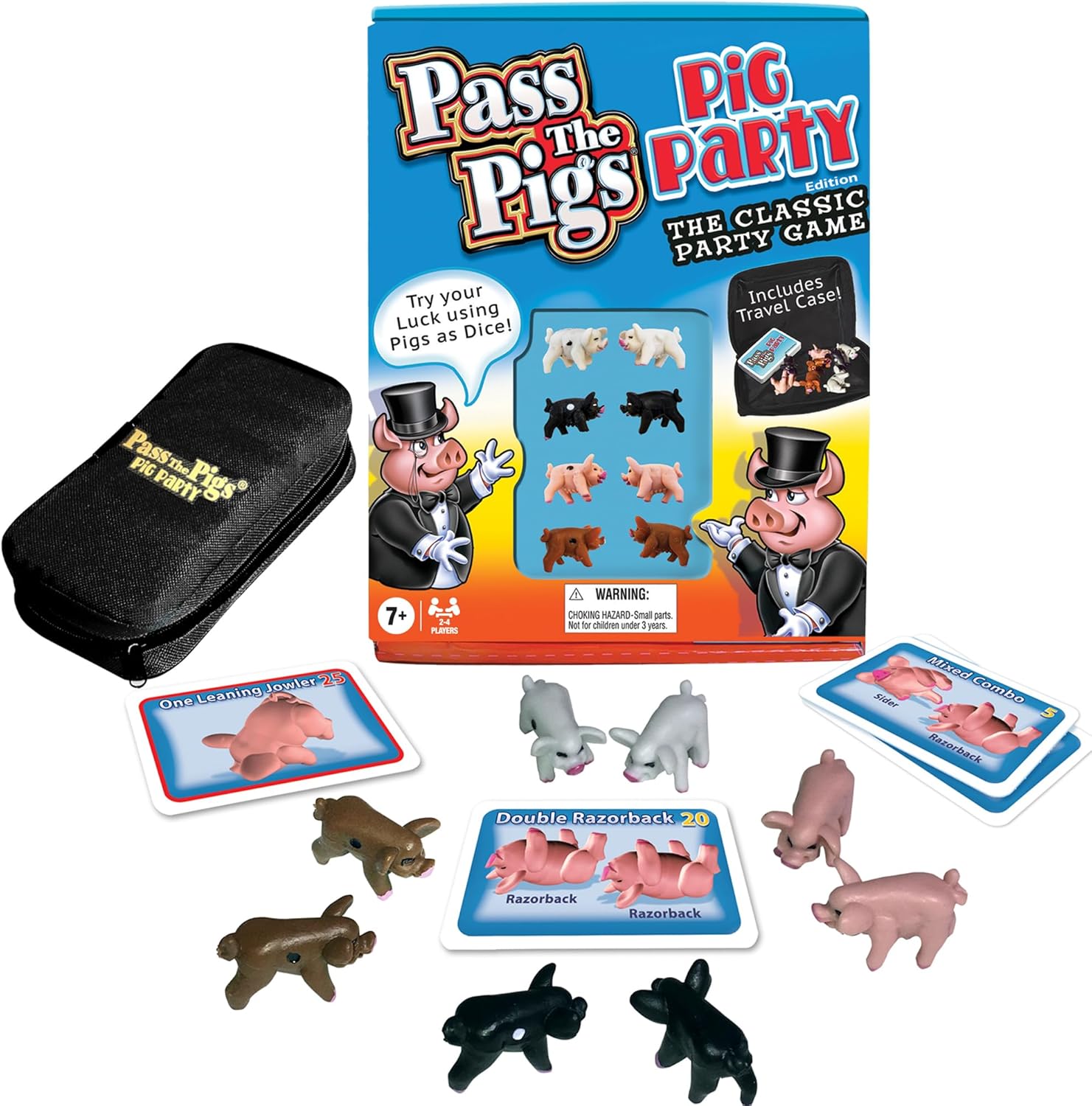 Pass The Pigs: Pig Party Edition by Winning Moves Games USA, Try Your Luck Using Pigs as Dice, Up to 4 Players Can Now All Play Pass The Pigs at The Same Time, Ages 7+ (1149)