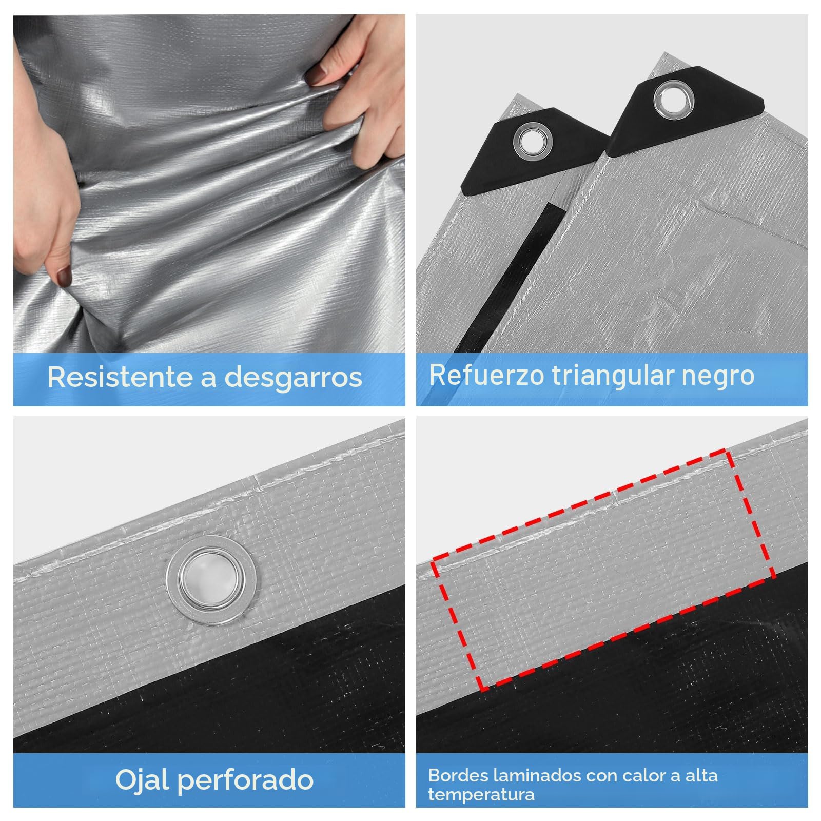 Lona impermeable y resistente, 180 g/m², resistente al agua, para exteriores, resistente a las heladas, protección UV, lona de plástico PE para jardín, cenador, camping, muebles, cobertizos, 4 m x 6 m
