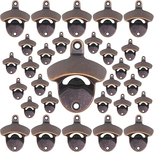 Miniatura 37 de Abrebotellas montado en la pared, bronce antiguo, abridor de tapa de cerveza montable, acero inoxidable (paquete de 1) Bronce antiguo,Negro -,Cobre