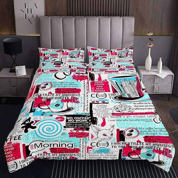 Amazon.com: Feelyou - Colcha para cama de matrimonio con diseño de grafiti  : Hogar y Cocina