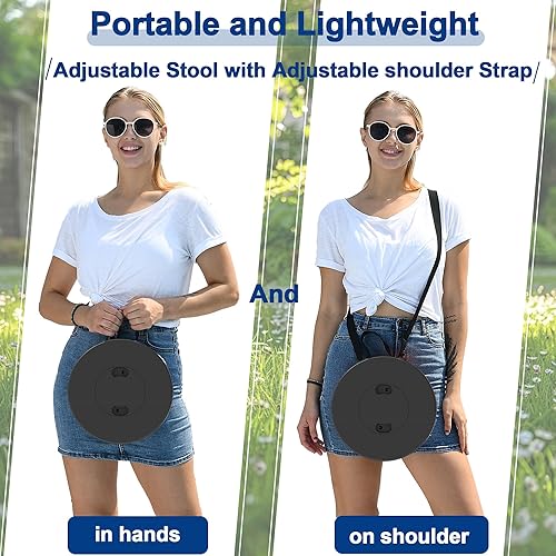Miniatura 2 de Taburete plegable mejorado de 18.1 pulgadas con correa ajustable, taburete plegable ligero, capacidad de carga de 600 libras, taburete de campamento