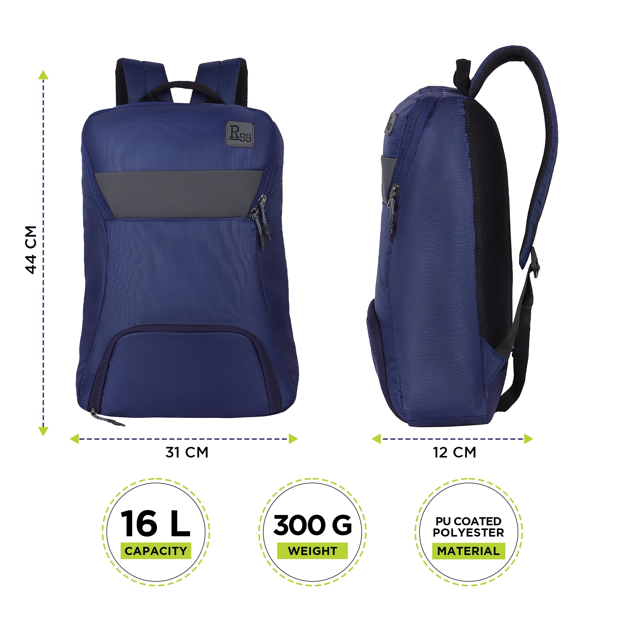 R59 Byte by Harissons 18L Laptop Backpack for Men & Women | Fits upto 15 Inch Laptop | Spacious Compartment with Shoe Compartment | Ideal for Office, College & Travel (Navy) 1