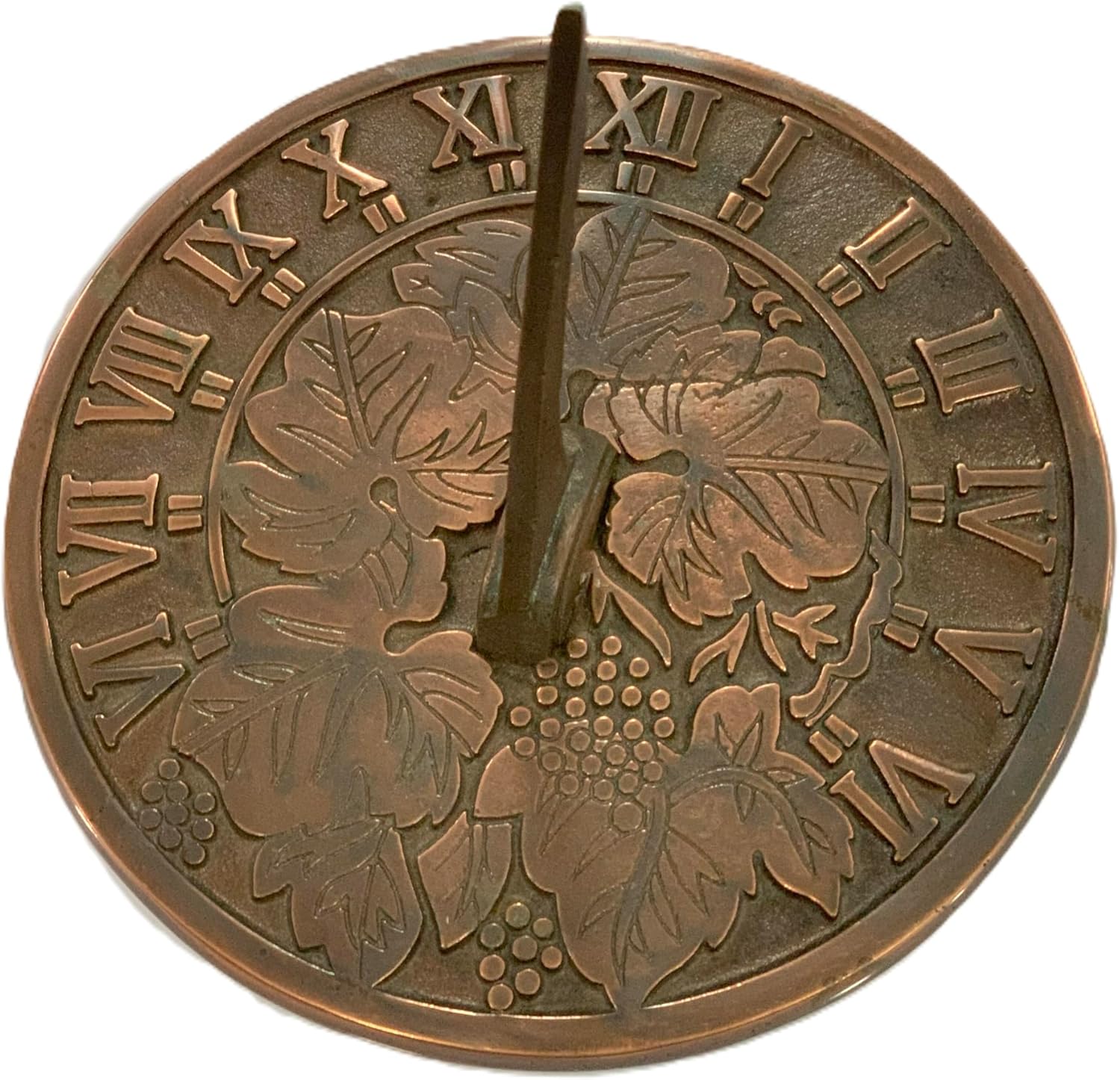 Decorative Flower Garden Sundial 8" Solid Brass with Verdigris Highlights, Birthday Gift Sundial - Home & Outdoor Decor