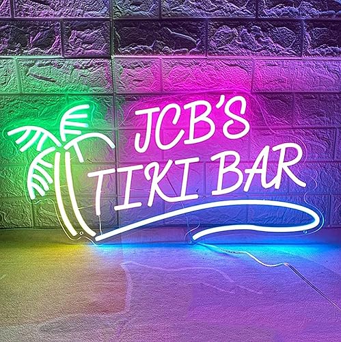 Miniatura 1 de Tiki Bar - Letrero de neón LED personalizado con tu nombre, palmera, árbol de palmera, arte de pared de neón alimentado por USB para hombre, cueva,