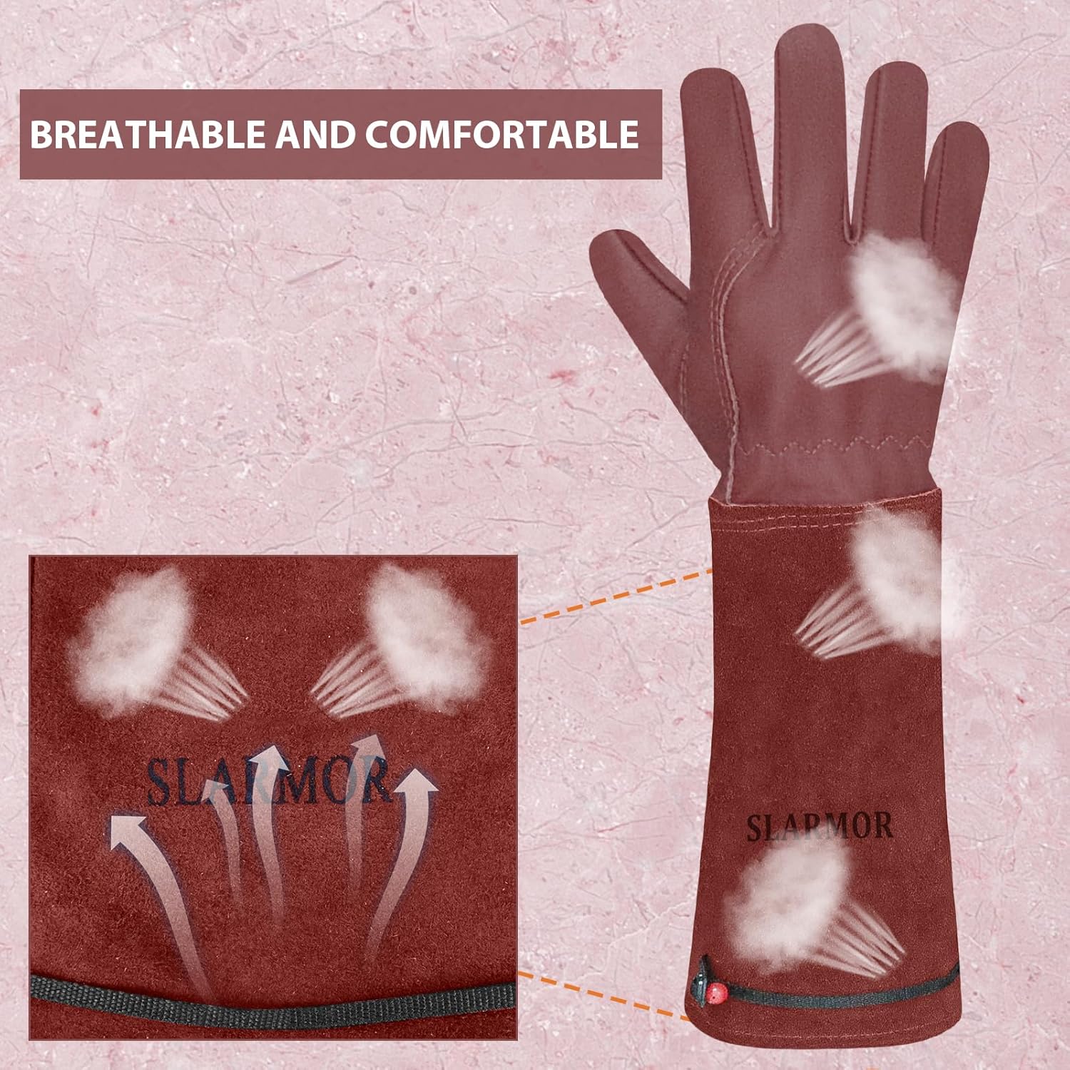 Long Gardening-Gloves Women/Men-Thorn proof Rose Pruning Heavy Duty Gauntlet, Best Garden Gifts for Gardener-M - Image 4