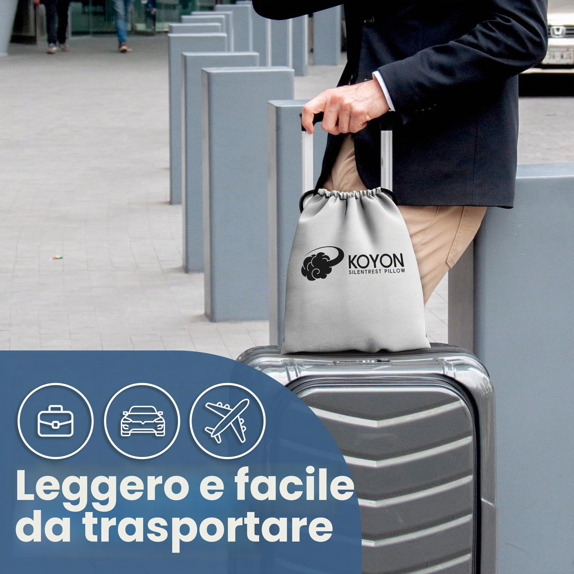 Silentrest - Cuscino da viaggio in memory foam, cuscino cervicale ergonomico per ridurre il rumore, leggero e portatile, con borsa per il trasporto, ideale per aereo, ufficio e casa