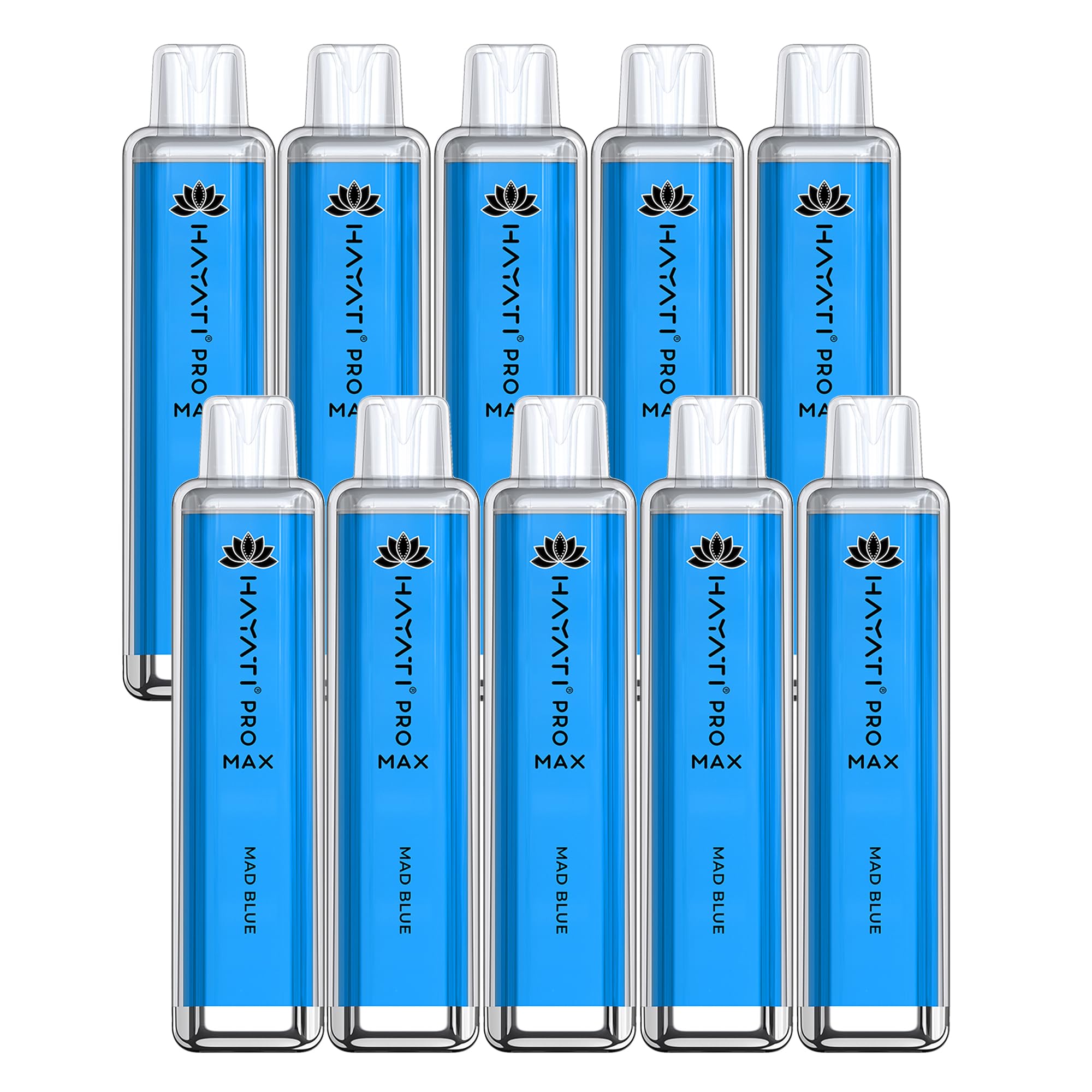 Crystal Pro Max Disposable Vape, E-Cigarettes, 4000 Puffs, Starter Kit, No Nicotine, 2ml Cartridge Capacity, Pre-Filled, Draw-Activated, Smooth Vaping, Pack of 10, (Mad Blue)