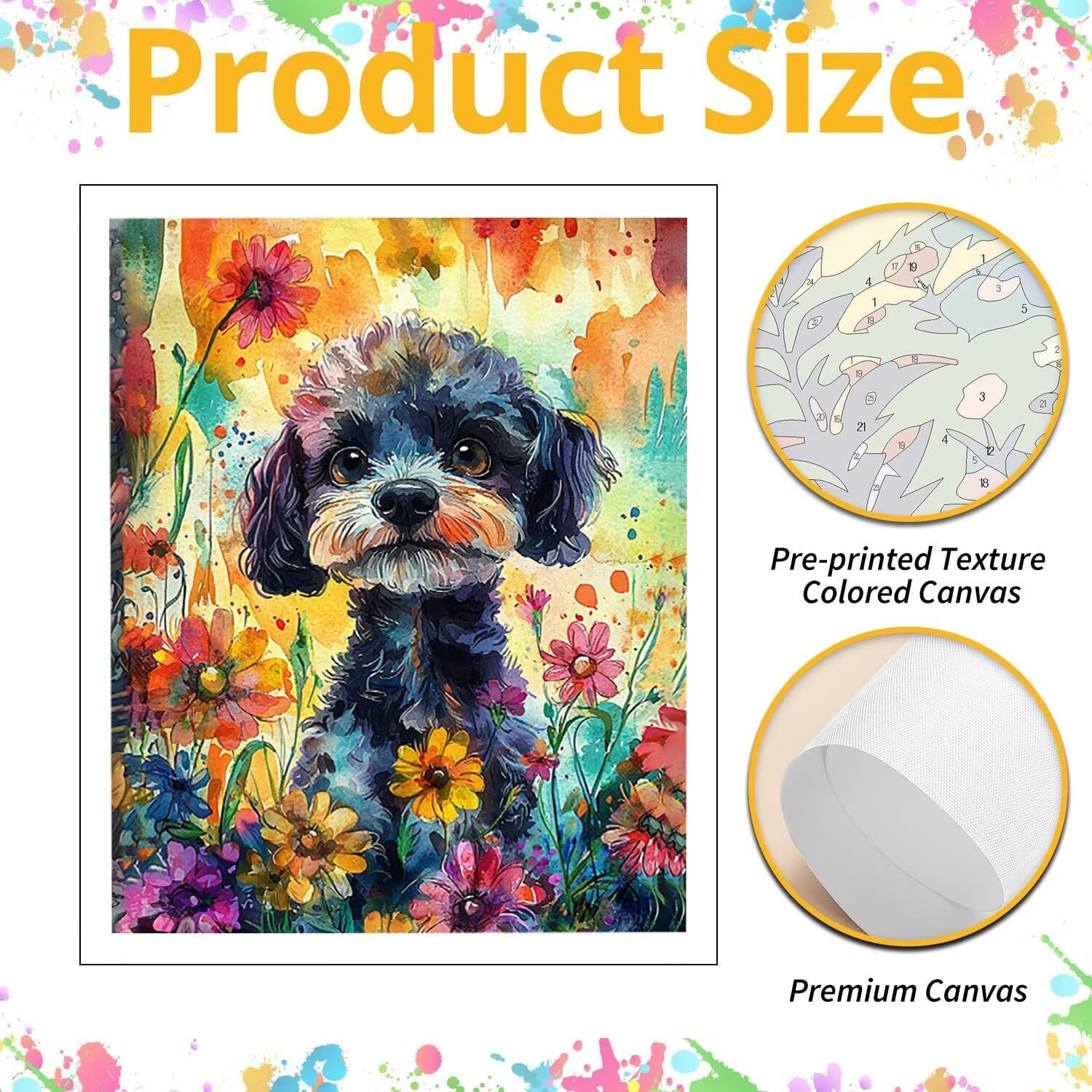 WEISHIWE Chien Teddy Peinture Numero Adulte Kits, 80x100cm m-935