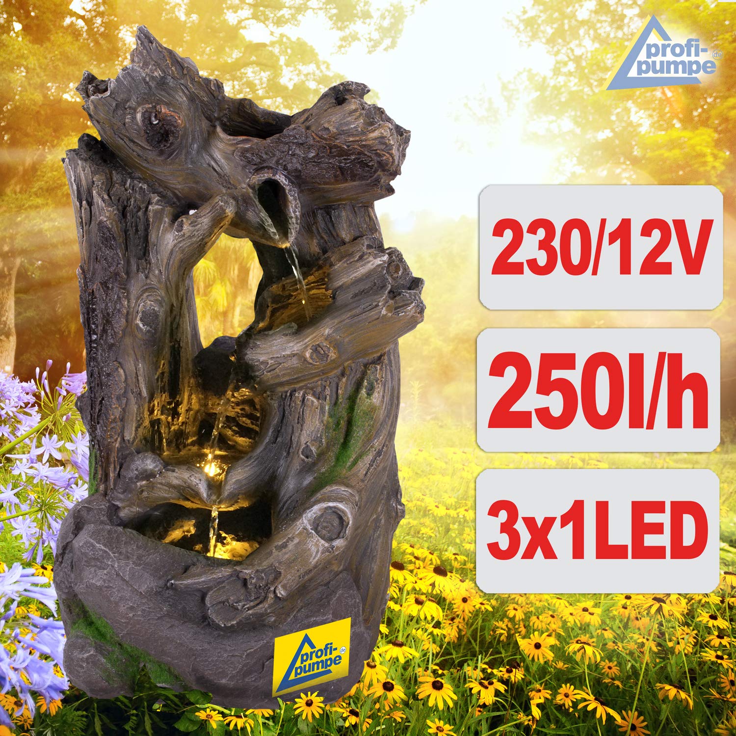 Produktbild von Solar Gartenbrunnen Brunnen Zierbrunnen Zimmerbrunnen Springbrunnen Solarbrunnen Granitschalen Kaskade 4