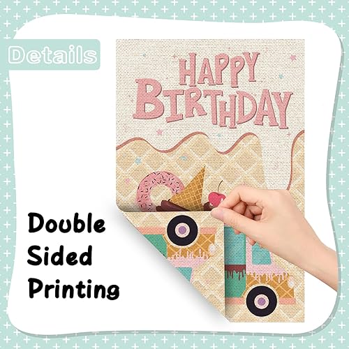 Miniatura 3 de INNORU Bandera de jardín de feliz cumpleaños, letrero de fiesta de cumpleaños para niños y niñas, decoración de césped para interiores y exteriores