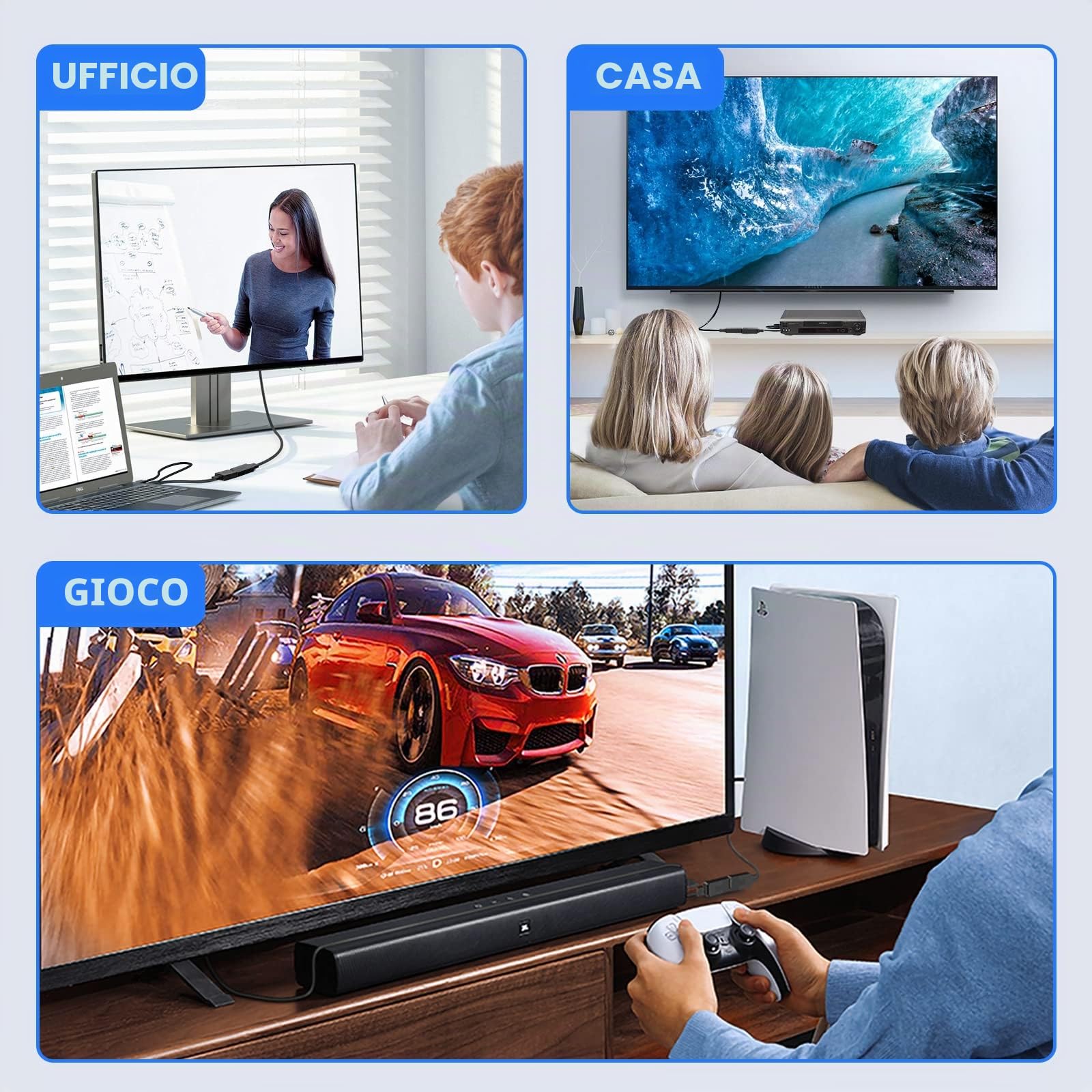 FOINNEX Cavo a DisplayPort 2M, Convertitore HDMI su DP, 4K@60Hz, Cavi con Audio per XBOX One, NS, Mac Mini, PC a Monitor e TV