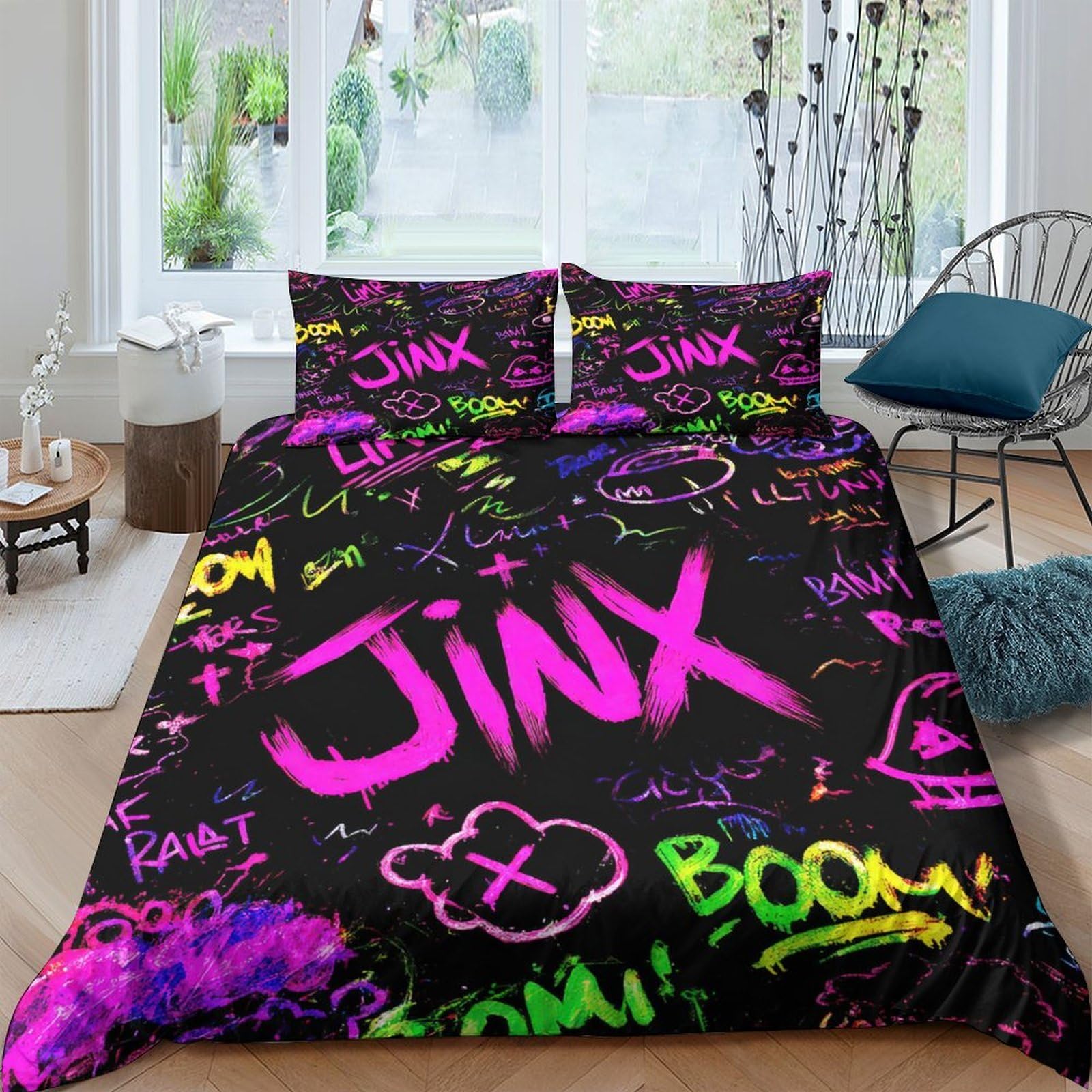 Ctjqhvkz Style-2 3D Printed Graffiti Neon Fitted Sheet Microfiber Soft Breathable Urban Art Bed Cover For Bedroom Dorm Decor Single（135X200cm）