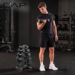 CAP Rubber Coated Dumbbell Weight Set with Vertical Rack | 100 lb, 150 lb, and 210 lb Options