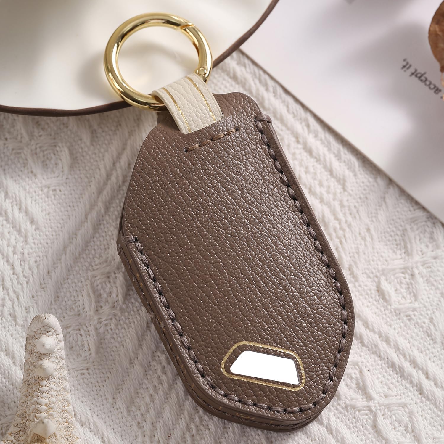 Premium Leather 7-Button Key Fob Cover Case for Kia Carnival 2025, for KIA Telluride 2023 2024 2025, for Kia Sorento 2024 2025, for KIA K4 K5 2025 2026 Key Fob Holder (Brown)