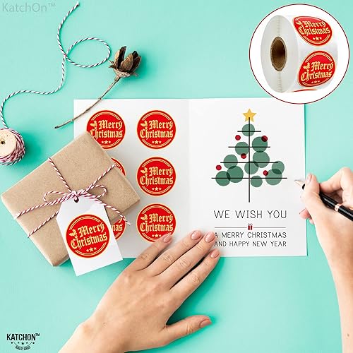 Miniatura 4 de KatchOn, Rollo de calcomanías de Feliz Navidad, 500 piezas, calcomanías de Navidad para sobres, etiquetas de Navidad, calcomanías de Navidad para