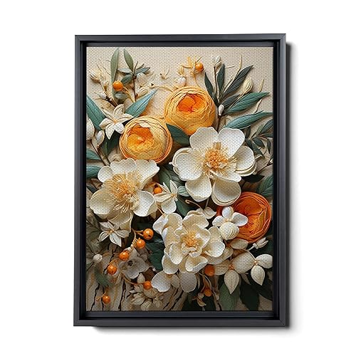 Harvest print Textured Wall Art Square Canvas Art Vibrant Orange Fruit print Living Room Wall Decor Nature Inspired Wall Decor