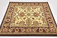 Vista 5 de Unique Loom - Colección Voyage - Alfombra redonda tradicional oriental, marrón, Polipropileno, Crema/ marrón